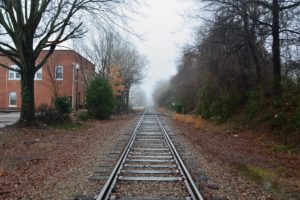 Railroad tracks running through Wake Forest, NC