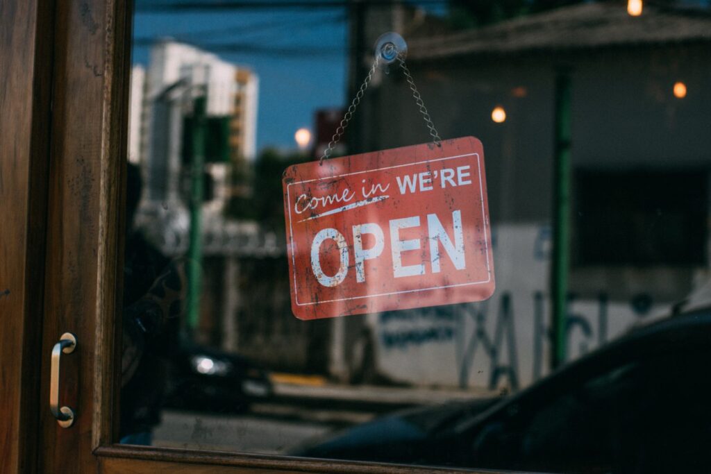 open for business sign in Raleigh, NC