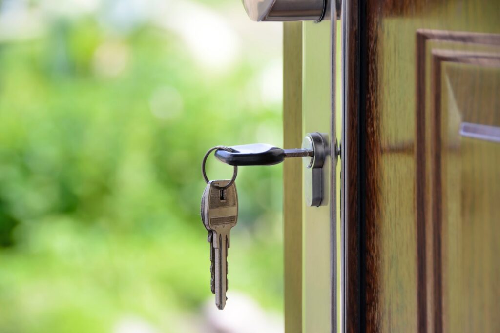 keys in the door of a repossessed home in NC